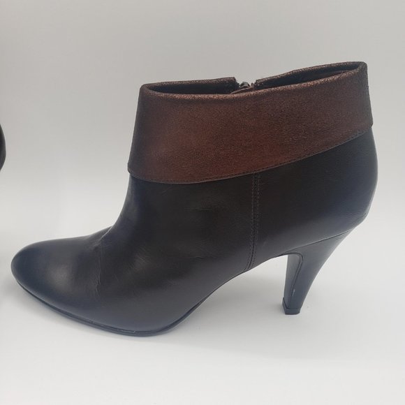 Alfani Darcy Leather Brown & Bronze Heels Ankle Bootie Women's Size 7.5 M/ S4 - Picture 2 of 8